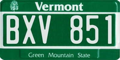 VT license plate BXV851