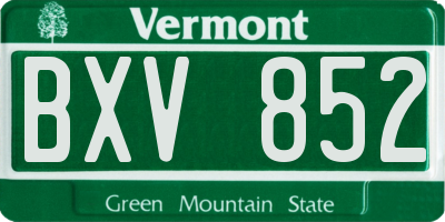 VT license plate BXV852