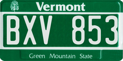 VT license plate BXV853