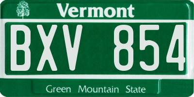 VT license plate BXV854