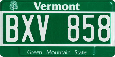 VT license plate BXV858