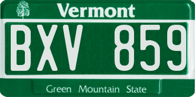 VT license plate BXV859