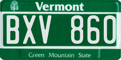 VT license plate BXV860