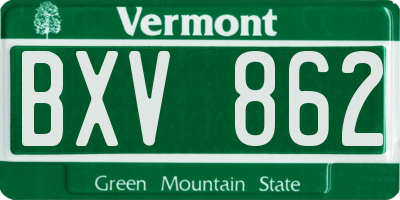 VT license plate BXV862
