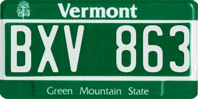 VT license plate BXV863