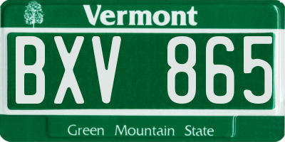 VT license plate BXV865