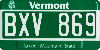 VT license plate BXV869