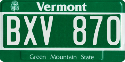 VT license plate BXV870