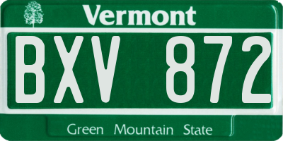 VT license plate BXV872