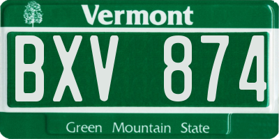 VT license plate BXV874
