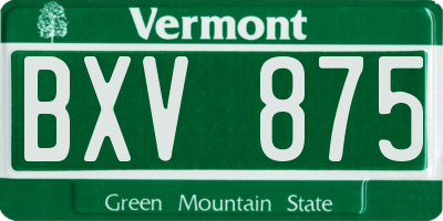 VT license plate BXV875