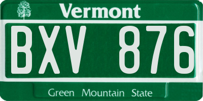 VT license plate BXV876