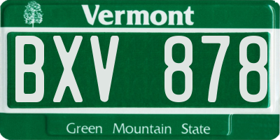 VT license plate BXV878