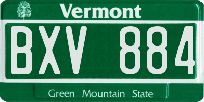 VT license plate BXV884