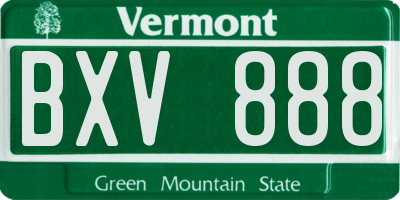 VT license plate BXV888