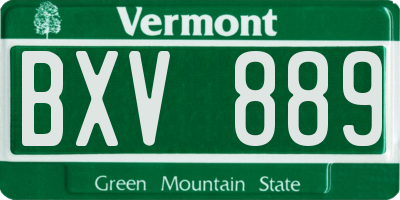 VT license plate BXV889