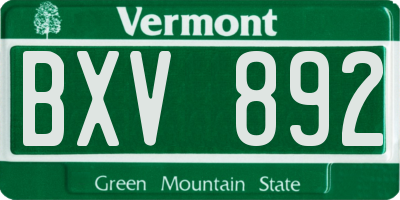 VT license plate BXV892