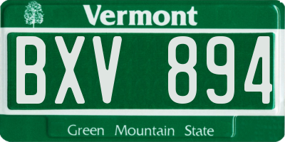 VT license plate BXV894