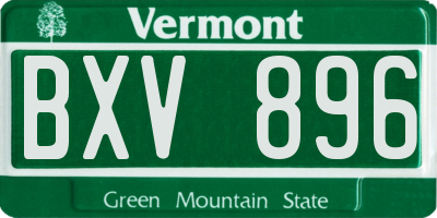 VT license plate BXV896