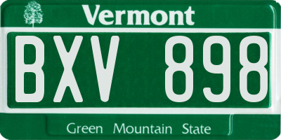 VT license plate BXV898