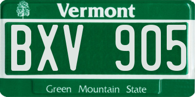 VT license plate BXV905