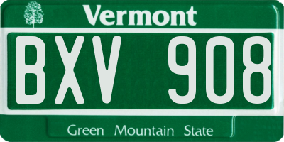 VT license plate BXV908