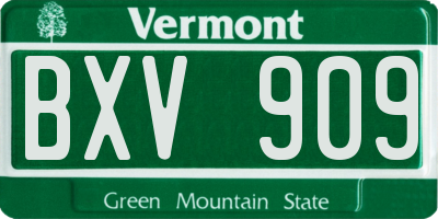 VT license plate BXV909