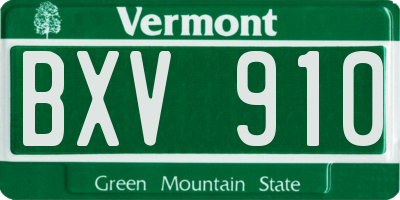 VT license plate BXV910