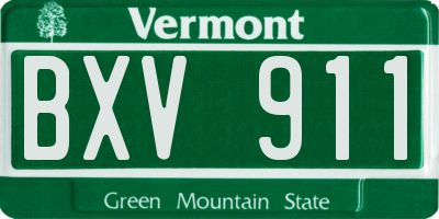 VT license plate BXV911