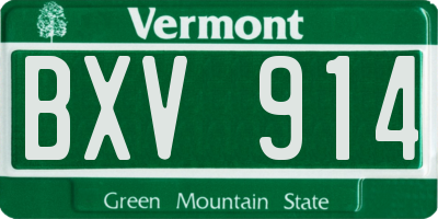 VT license plate BXV914