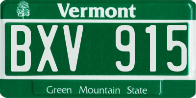 VT license plate BXV915