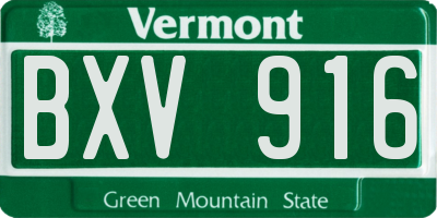 VT license plate BXV916