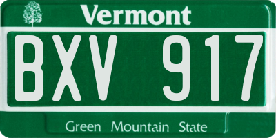 VT license plate BXV917