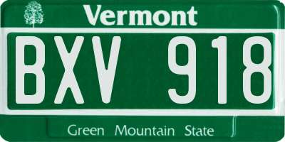 VT license plate BXV918