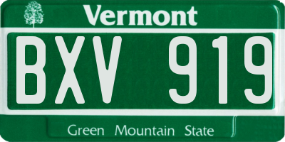 VT license plate BXV919