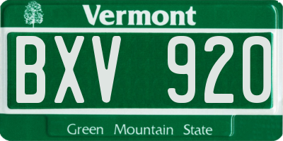 VT license plate BXV920