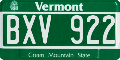 VT license plate BXV922