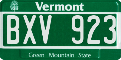 VT license plate BXV923