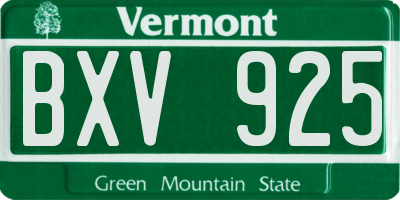 VT license plate BXV925