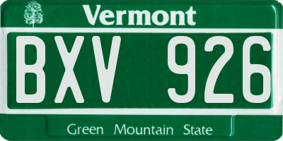 VT license plate BXV926