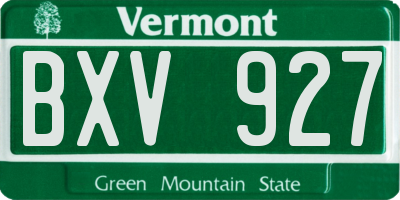 VT license plate BXV927