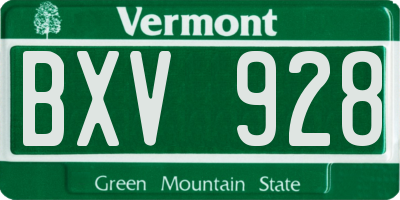 VT license plate BXV928