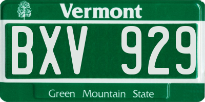 VT license plate BXV929