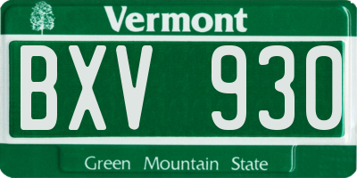 VT license plate BXV930