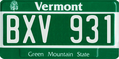 VT license plate BXV931