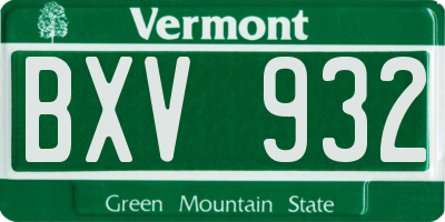 VT license plate BXV932