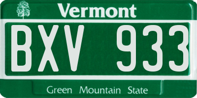 VT license plate BXV933