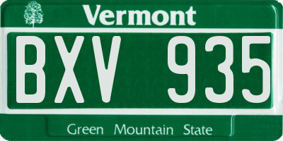 VT license plate BXV935