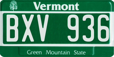 VT license plate BXV936