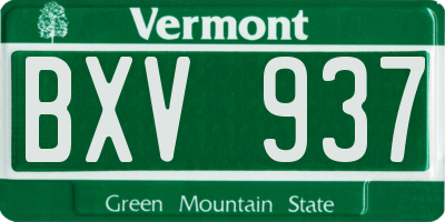 VT license plate BXV937
